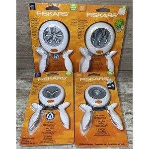 Fiskars Lot of 4 NIP Hand Held Paper Punchs - Large (2) and XLarge (2) Butterfly